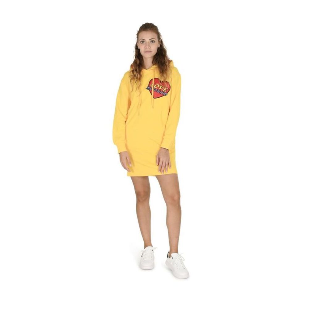 Moschino Hooded Sweatshirt Dress with Graphic Detail Casual Style Women Yellow